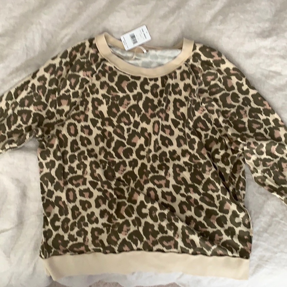 Free people cheetah lightweight sweatshirt
